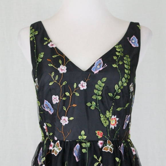 Adrianna Papell Embellished Black Tulle Gown - Picture 3 of 8